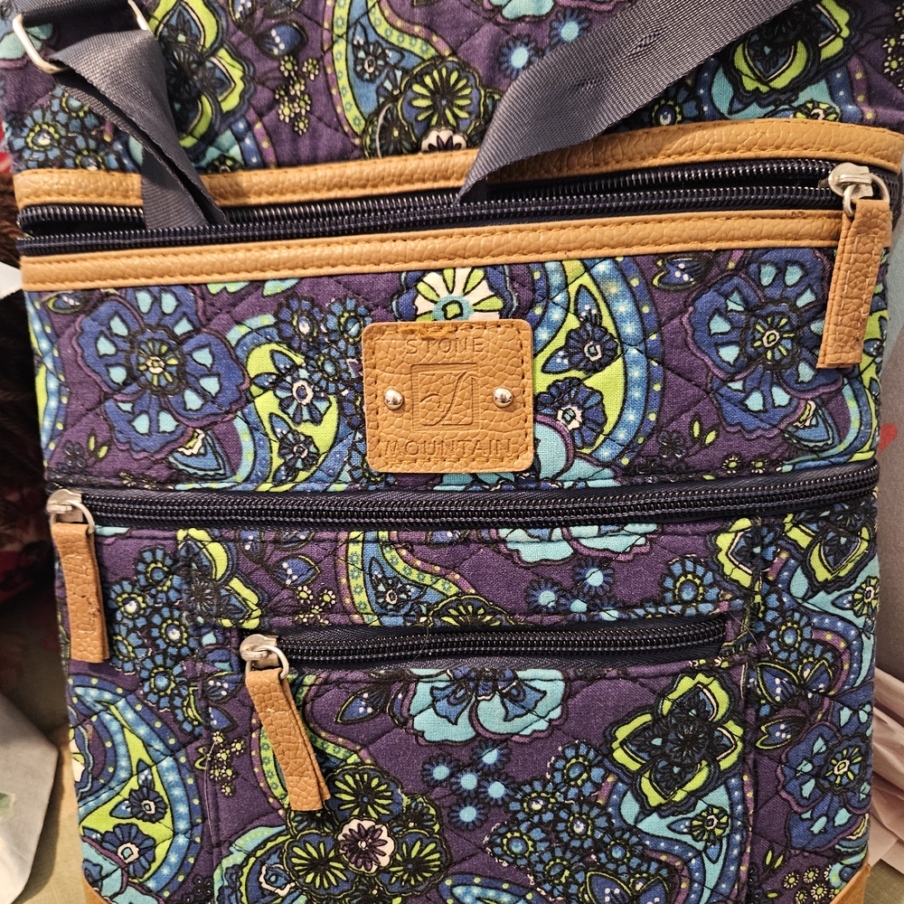 Stone Mountain Accessories Blue and Brown Crossbody Bag with Bohemian Flair